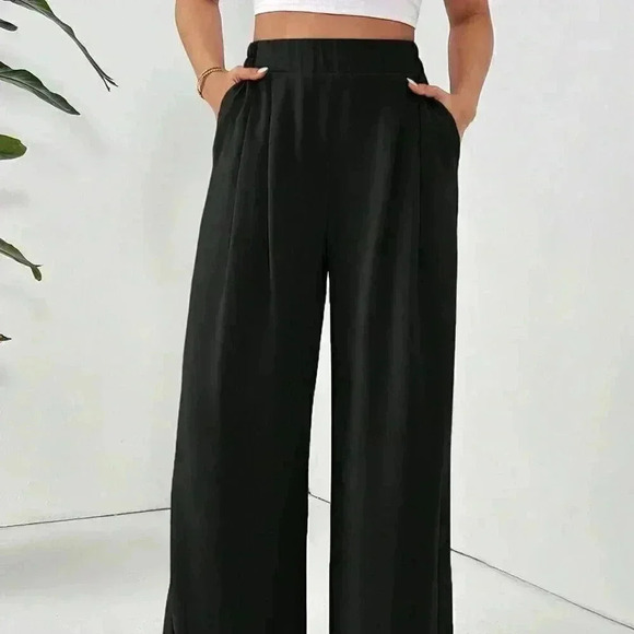 Black Casual Women's Solid Color Daily Basic Pants - Picture 4 of 6
